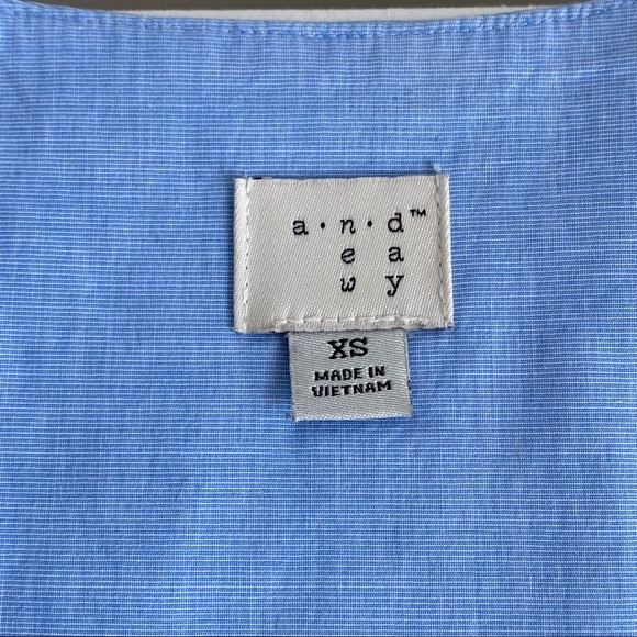 A New Day Blue Chambray Lace Up Blouse - Picture 8 of 9